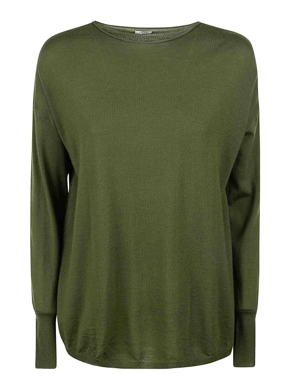 ASPESI: Strickpullover mit Rundhalsausschnitt - Rundhalspullover - Dunkelgrün