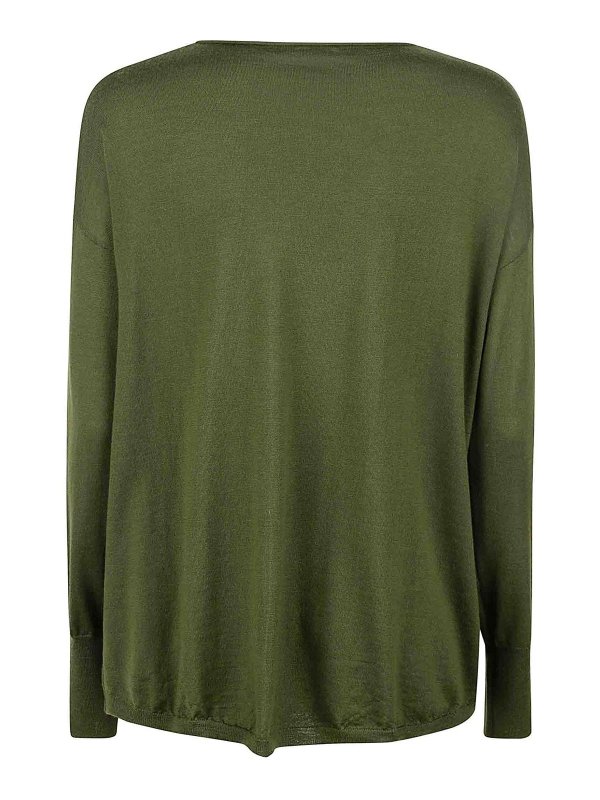 ASPESI: Strickpullover mit Rundhalsausschnitt online - Rundhalspullover - Dunkelgrün