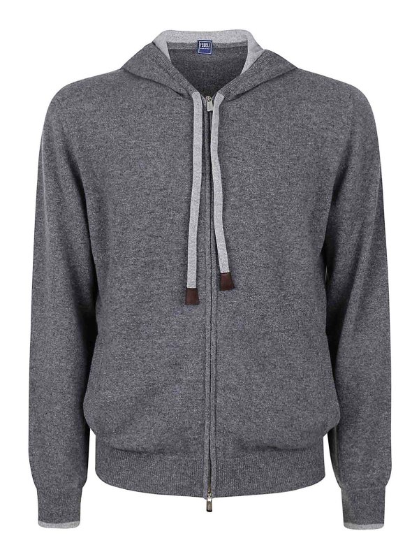 FEDELI: Suéteres con cuello pico - Suéter Cuello Redondo - Gris