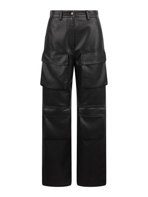 m.s.g.m.: casual trousers - Faux Leather Cargo Pants