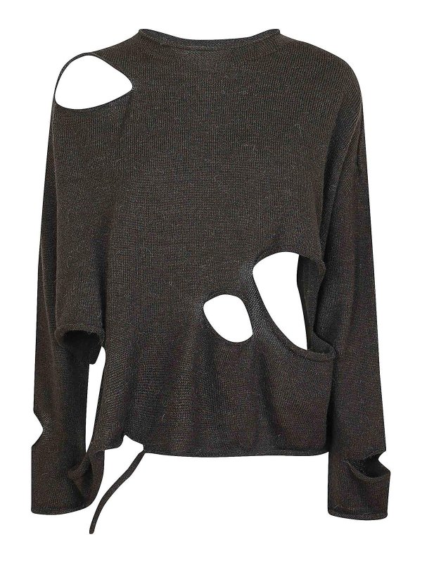YOHJI YAMAMOTO: U-Boot-Ausschnitt - U-Boot-Pullover - Hellbraun