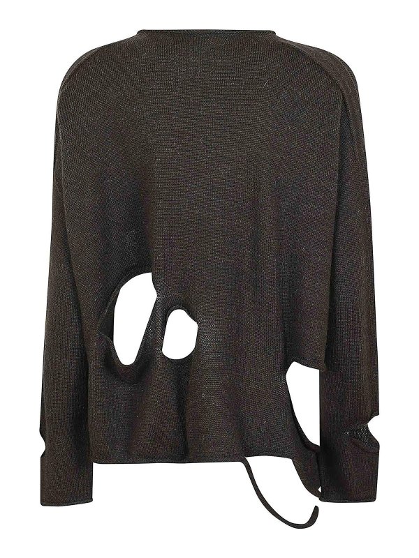 YOHJI YAMAMOTO: U-Boot-Ausschnitt online - U-Boot-Pullover - Hellbraun