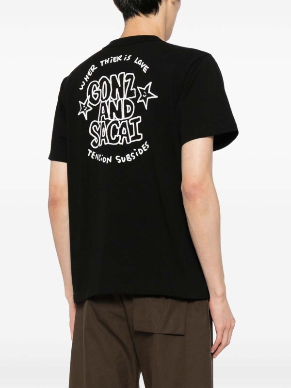 Sacai: t-shirts online - Cotton T-shirt Black