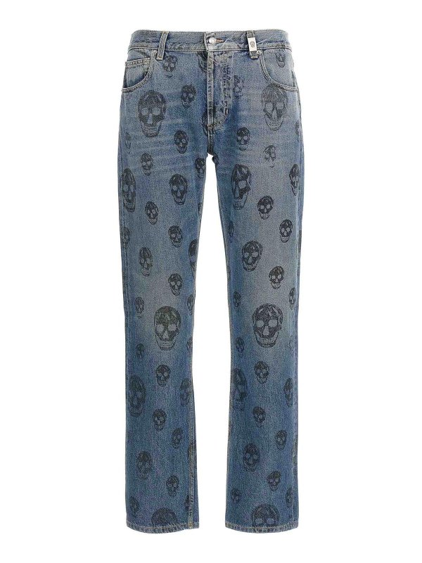 ALEXANDER MCQUEEN: jeans bootcut - Jeans con stampa teschio