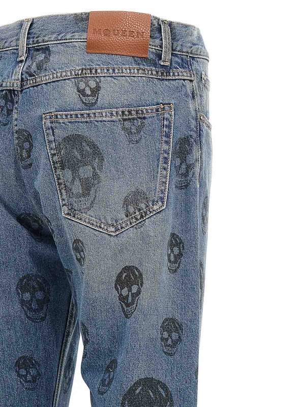 Jeans con stampa teschio shop online: ALEXANDER MCQUEEN