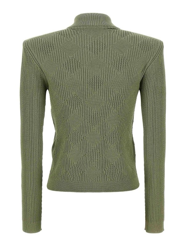 Balmain: cardigans online - Openwork Knit Cardigan