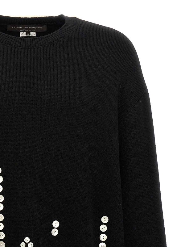 The Best Shops COMME DES GARÇONS HOMMES PLUS: Strickpullover mit Rundhalsausschnitt - Rundhalspullover - Schwarz