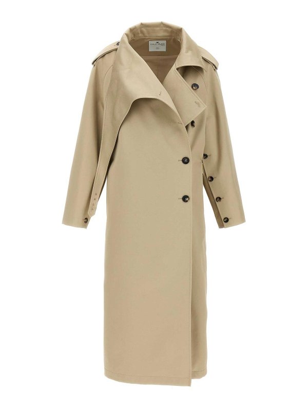 Courreges: short coats - Long Oblique Trench Coat