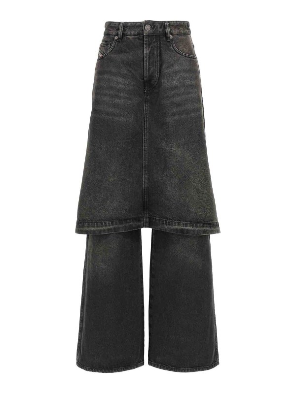 DIESEL: Jeans évasés - Jean Bootcut - Noir