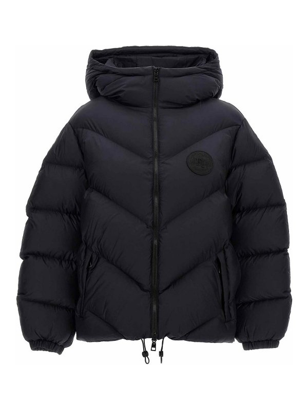 ELISABETTA FRANCHI: giacche blazer - Piumino corto con ricamo logo