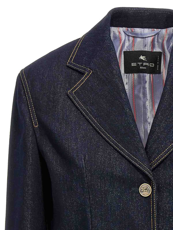 The Best Shops ETRO: blazers - Single-Breasted Denim Blazer
