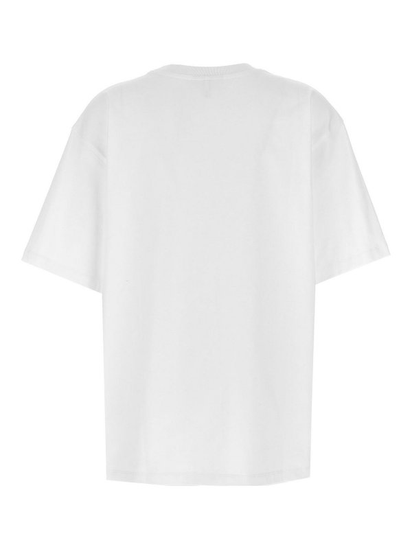 GANNI: t-shirts online - Rhinestone Logo Embroidery T-Shirt