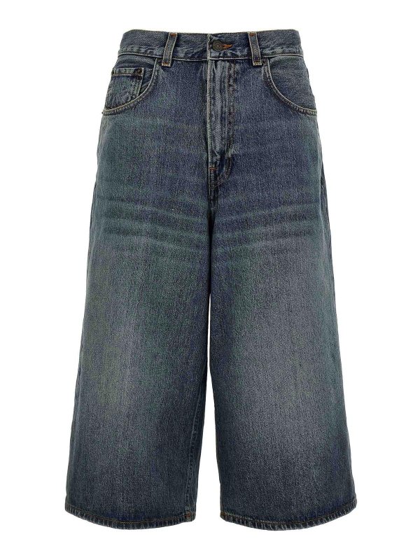 HAIKURE: pantaloni shorts - Belle Oil Blue Bermuda Shorts