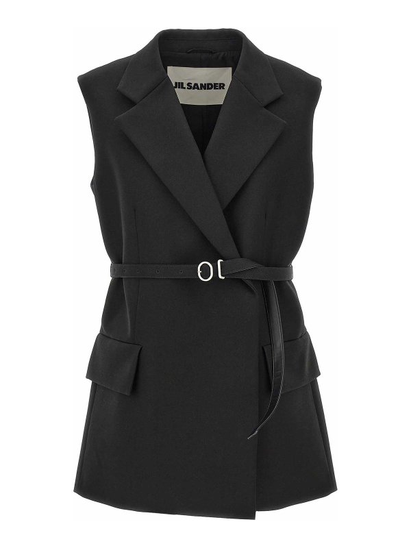 JIL SANDER: vests - Belt Wool Vest