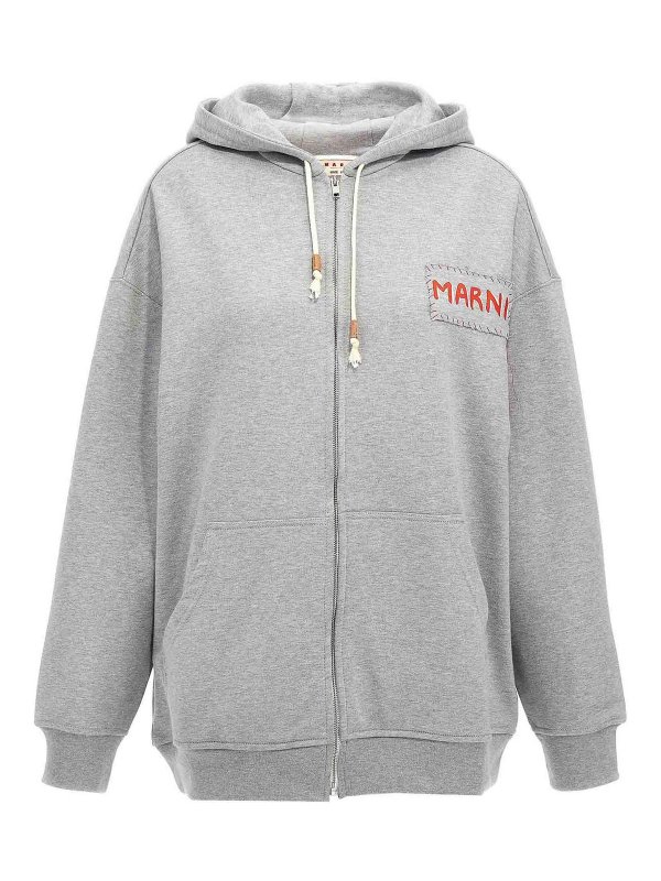 Marni: Sweatshirts & Sweaters - Logo Patch Hoodie