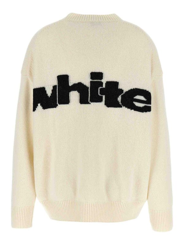 OFF-WHITE: Pull col rond online - Pull Col Rond - Blanc