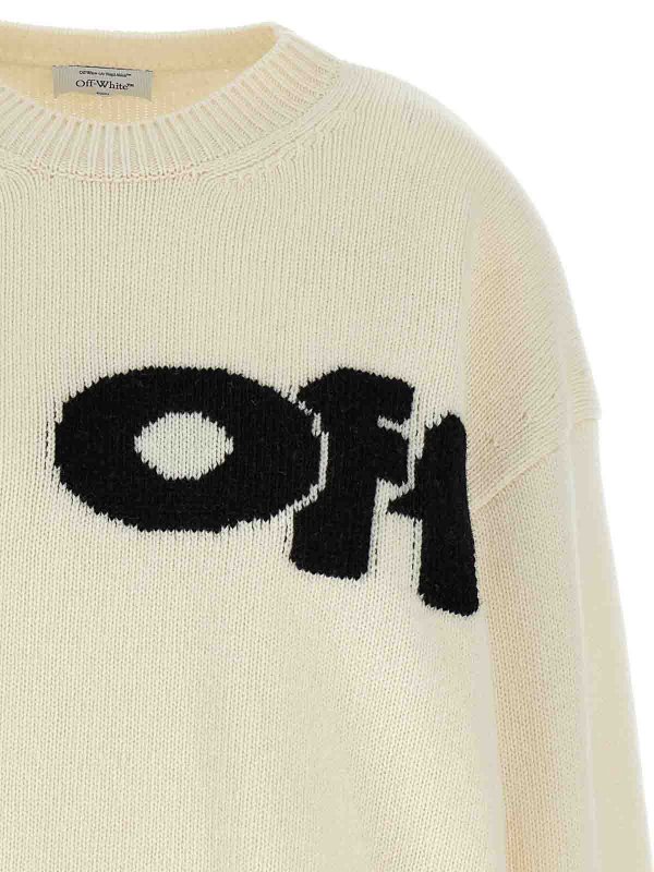 The Best Shops OFF-WHITE: Pull col rond - Pull Col Rond - Blanc