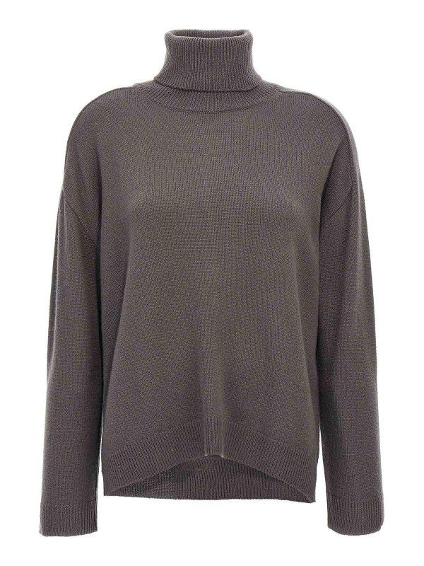 P.A.R.O.S.H.: Strickpullover mit Rundhalsausschnitt - Rundhalspullover - Grau