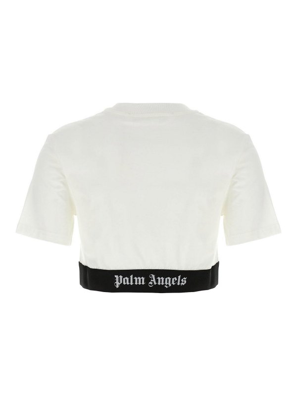 Palm Angels: t-shirt online - T-shirt corta classica con nastro con logo
