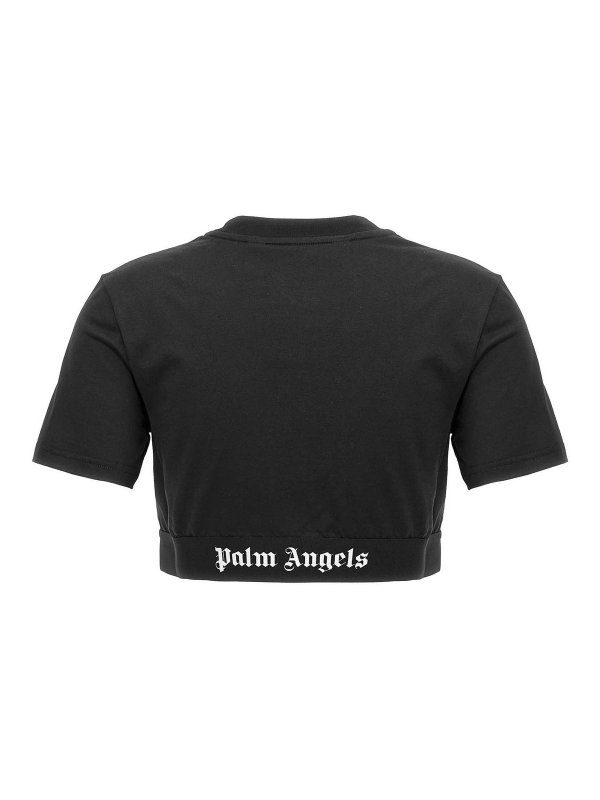 Palm Angels: t-shirt online - T-shirt corta classica con nastro con logo