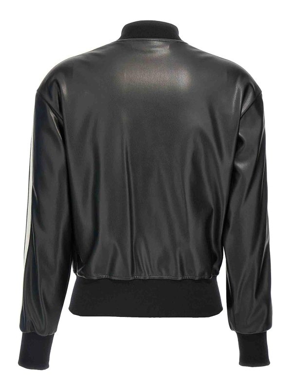 Palm Angels: Sweatshirts & Sweaters online - Leather Effect Track Bomber Sweatshirt