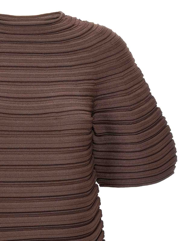 The Best Shops PLEATS PLEASE ISSEY MIYAKE: t-shirt - T-shirt lavorata a maglia con funghi