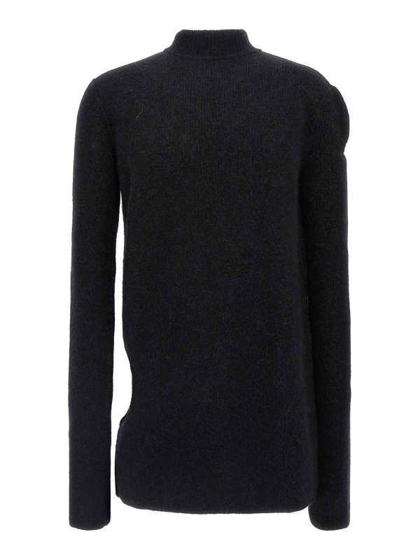 RICK OWENS: Strickpullover mit Rundhalsausschnitt - Rundhalspullover - Schwarz