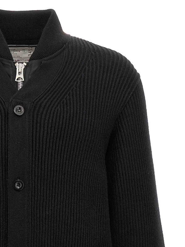 The Best Shops Sacai: cardigans - Nylon Insert Cardigan