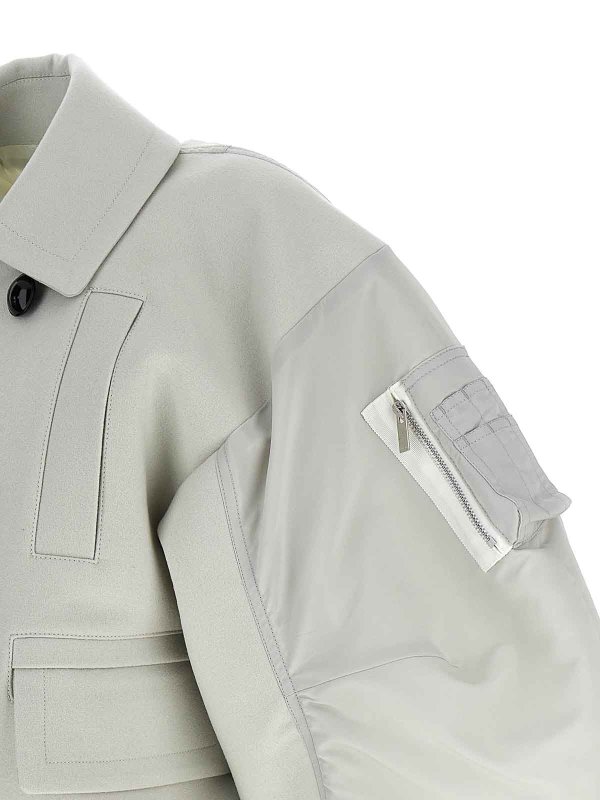 Sacai Melton Cropped Jacket - Grey - Women|2407330053