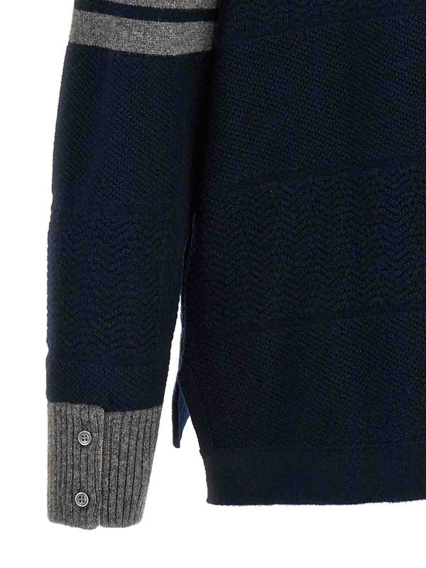 Maglione a righe stile rugby testurizzato shop online: THOM BROWNE