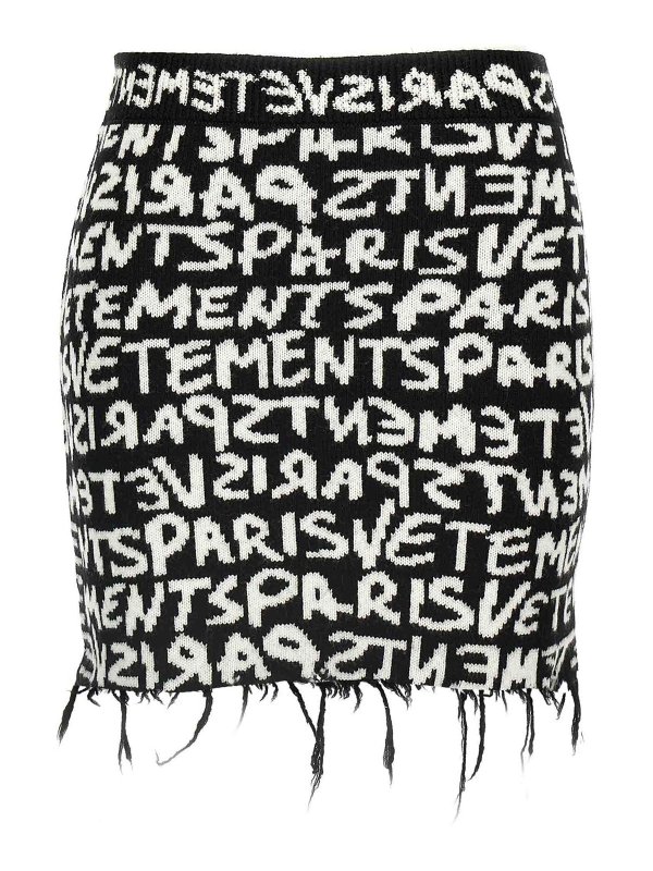 VETEMENTS: Knee length skirts & Midi - Paris Monogram Mini Skirt