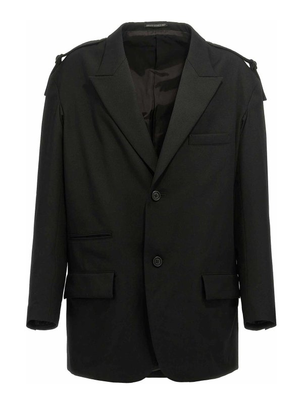 YOHJI YAMAMOTO: blazers - Single-Breasted Blazer With Strap Detail