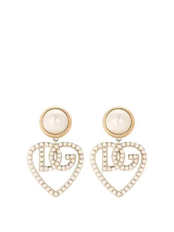 DOLCE & GABBANA: Orecchini - Orecchini con logo pendente a cuore