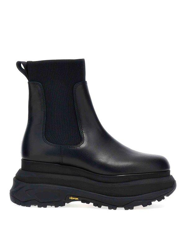 Sacai: tronchetti - Stivaletti Chelsea in pelle