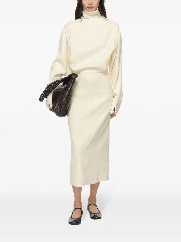 The Best Shops CARVEN: maxi dresses - High Neck Dress In Crepe Wool
