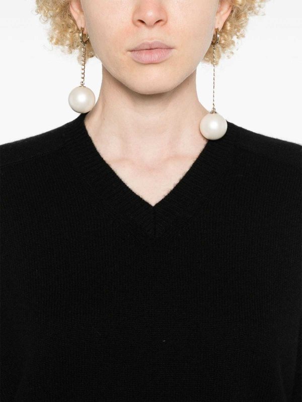 LOULOU STUDIO: Strickpullover mit V-Ausschnitt online - V-Pullover - Schwarz