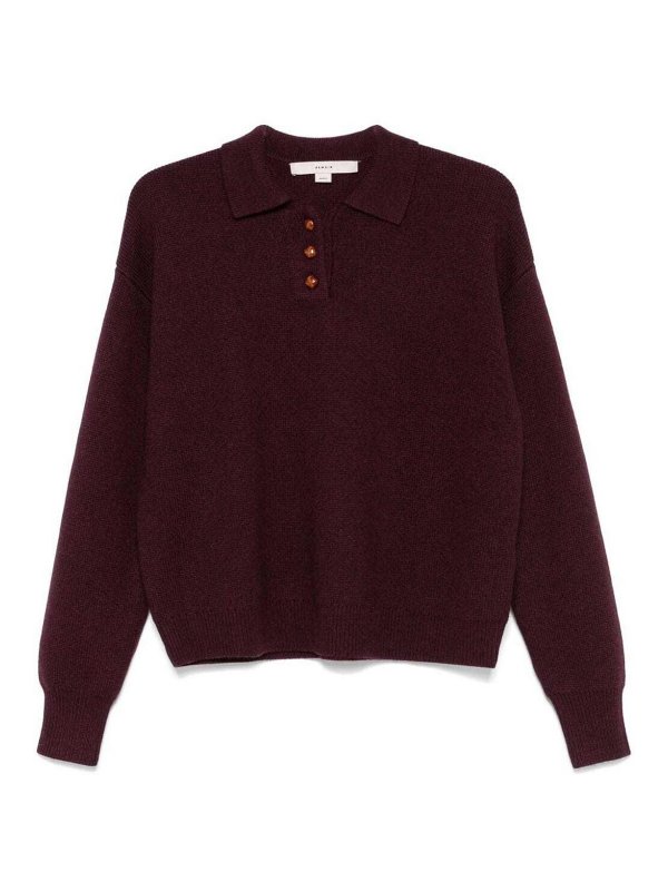 REMAIN Birger Christensen: Strickpullover mit Rundhalsausschnitt - Rundhalspullover - Dunkelrot