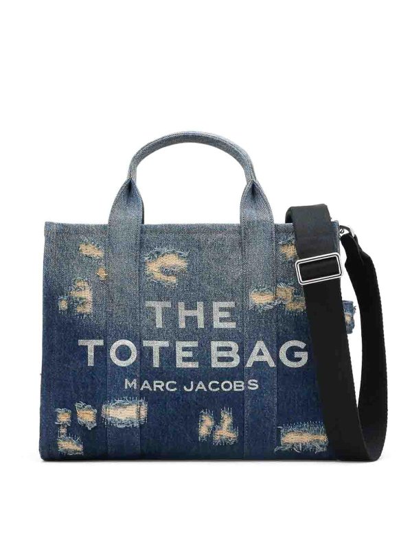 MARC JACOBS: totes bags - The Medium Rip And Repair Denim