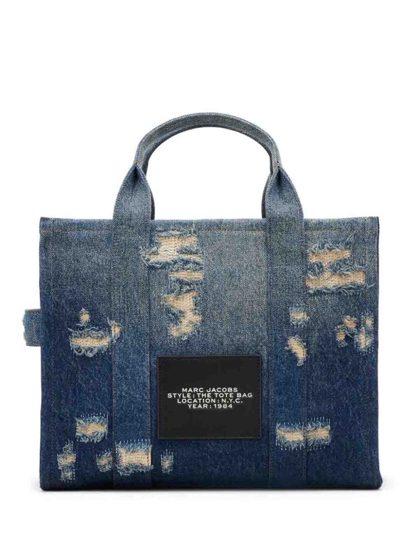 MARC JACOBS: totes bags online - The Medium Rip And Repair Denim