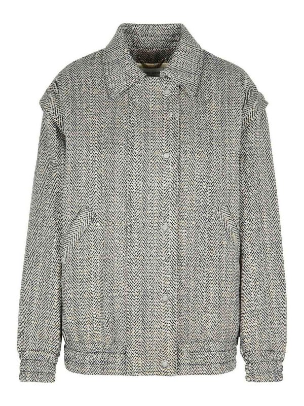 GOLDEN GOOSE: casual jackets - Grey Wool Blend Bomber Jacket