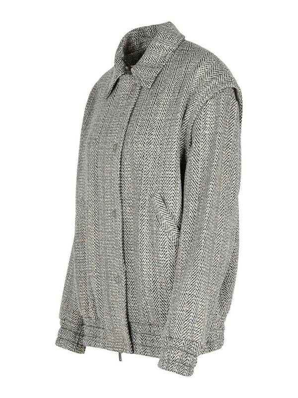 The Best Shops GOLDEN GOOSE: casual jackets - Grey Wool Blend Bomber Jacket