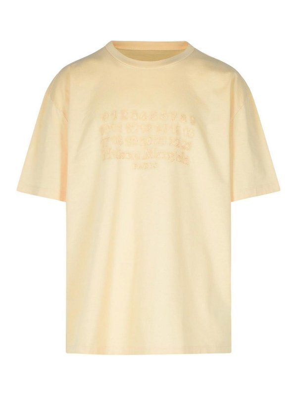 Maison Margiela: t-shirts - Over Beige Cotton T-Shirt