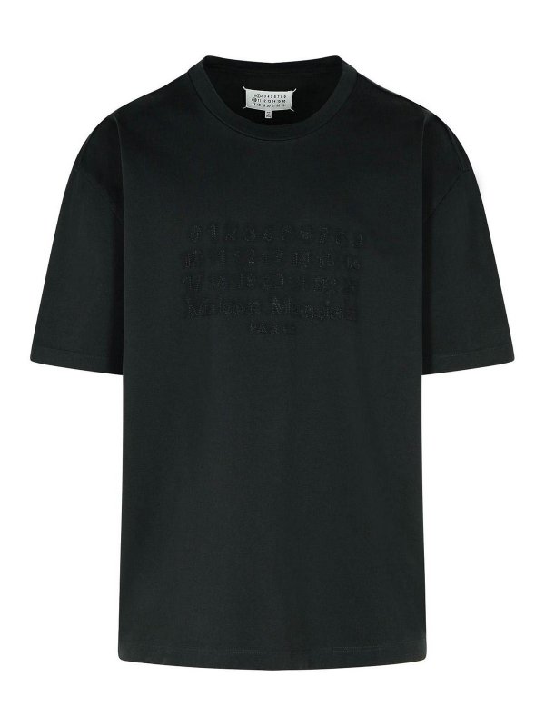 Maison Margiela: t-shirts - Black Cotton T-Shirt