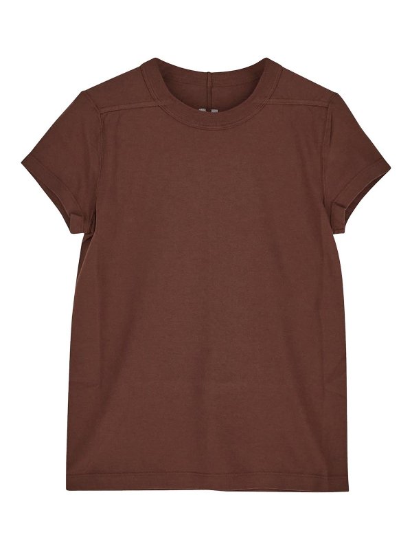 RICK OWENS: t-shirts - Rick owens brown cropped level Tshirt