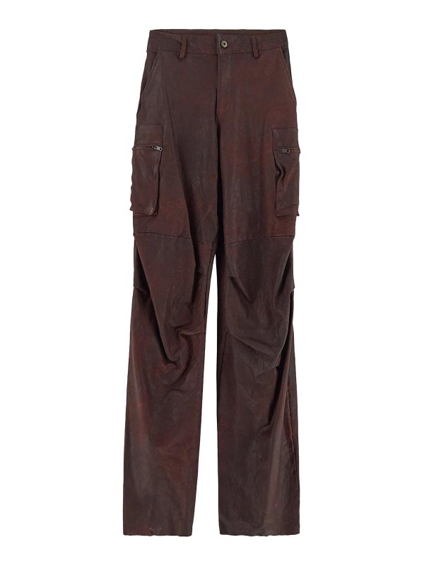 SALVATORE SANTORO: レザートラウザー - レザーパンツ - ベージュ