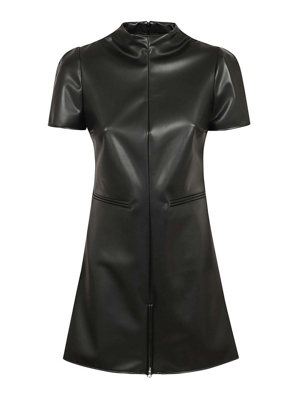 Courreges: short dresses - Short Sleeves Pu A-Line Dress