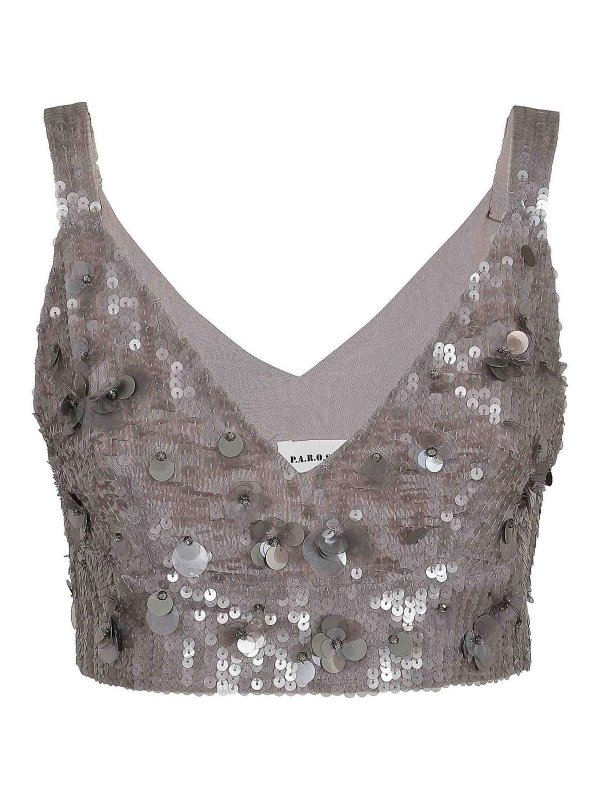 P.A.R.O.S.H.: トップス＆タンクトップ - トップ/タンクトップ - グレー