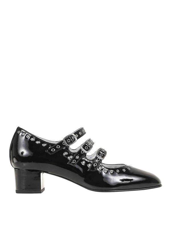 CAREL PARIS: court shoes - Black Patent Eyelet Leather Mary Jane