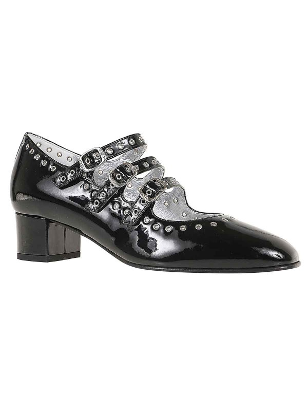 CAREL PARIS: court shoes online - Black Patent Eyelet Leather Mary Jane
