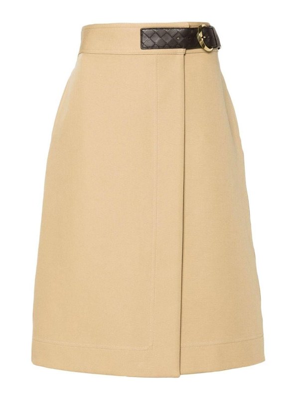 BOTTEGA VENETA: ニーレングススカート＆ミディ丈 - 膝丈/ミディスカート - ブラウン